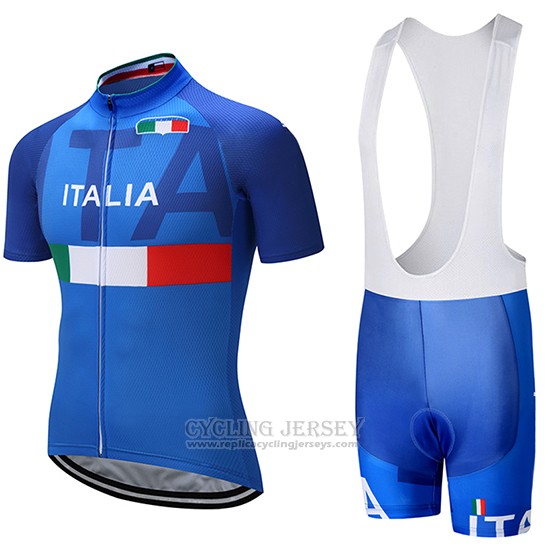 2018 Cycling Jersey Italy Blue Short Sleeve and Bib Short
